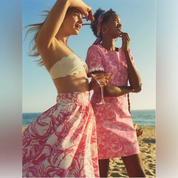 🩷 LILY PULITZER X GOOP COLLAB PINK FLORAL PREPPY GIRLY MINI DRESS WITH POCKETS - Picture 2 of 11